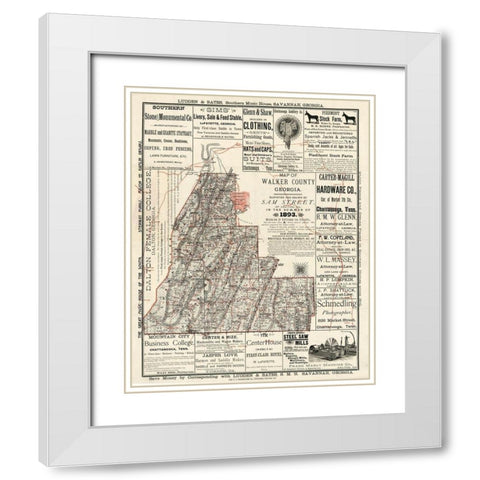 Walker County Georgia - Street 1893 White Modern Wood Framed Art Print with Double Matting by Street