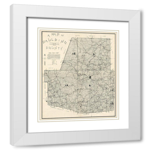 Paulding County Georgia - West 1896 White Modern Wood Framed Art Print with Double Matting by West