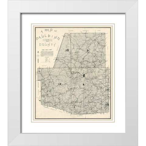 Paulding County Georgia - West 1896 White Modern Wood Framed Art Print with Double Matting by West