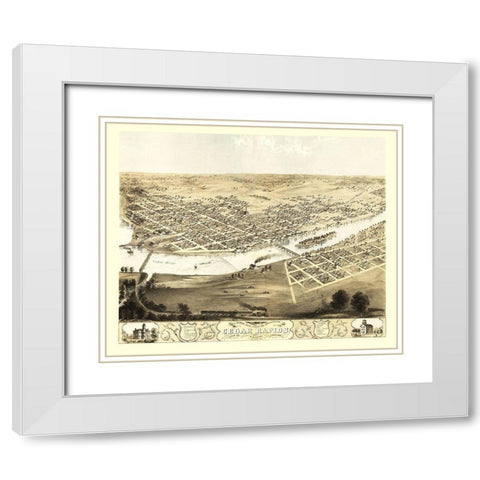 Cedar Rapids Iowa - Ruger 1868 White Modern Wood Framed Art Print with Double Matting by Ruger