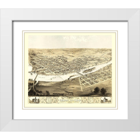 Cedar Rapids Iowa - Ruger 1868 White Modern Wood Framed Art Print with Double Matting by Ruger