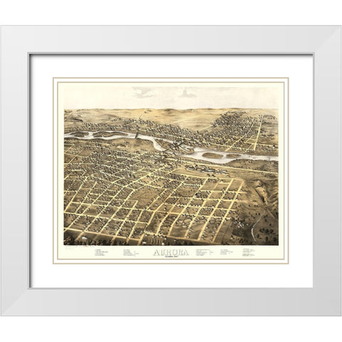 Aurora Illinois - Ruger 1867 White Modern Wood Framed Art Print with Double Matting by Ruger