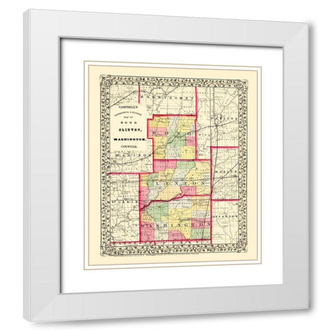 Bond Clinton Washington Illinois - Cambell 1870 White Modern Wood Framed Art Print with Double Matting by Cambell