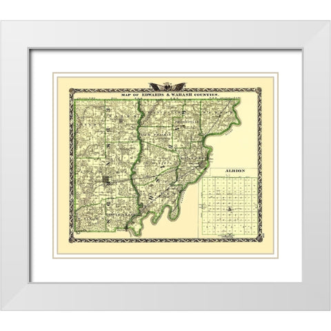 Edwards  Wabash Illinois Landowner - Warner 1870 White Modern Wood Framed Art Print with Double Matting by Warner