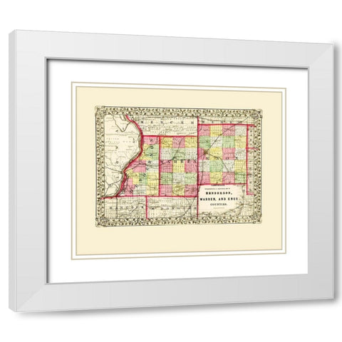 Henderson Warren Knox Illinois - Cambell 1870 White Modern Wood Framed Art Print with Double Matting by Cambell