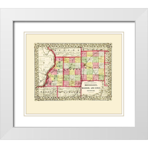 Henderson Warren Knox Illinois - Cambell 1870 White Modern Wood Framed Art Print with Double Matting by Cambell