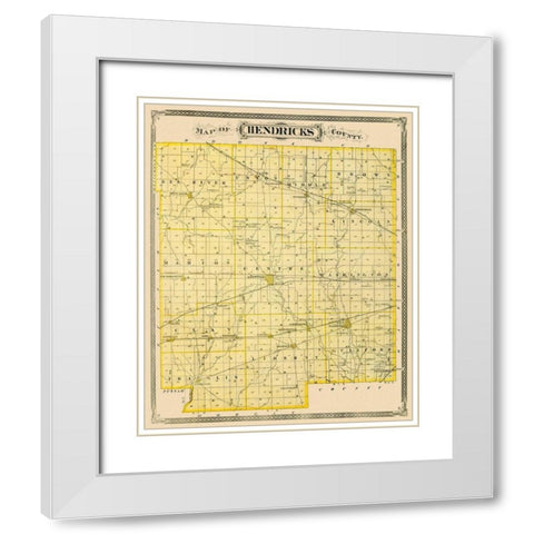 Hendricks Indiana Landowner - Andreas 1876 White Modern Wood Framed Art Print with Double Matting by Andreas