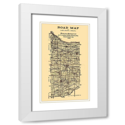 Lake Indiana - Knight 1906 White Modern Wood Framed Art Print with Double Matting by Knight