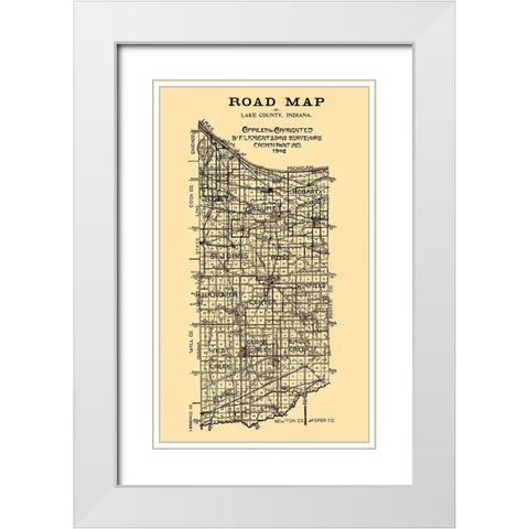 Lake Indiana - Knight 1906 White Modern Wood Framed Art Print with Double Matting by Knight