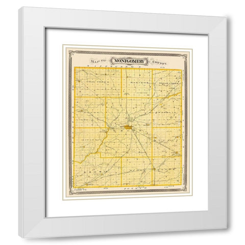 Montgomery Indiana - Andreas 1876 White Modern Wood Framed Art Print with Double Matting by Andreas