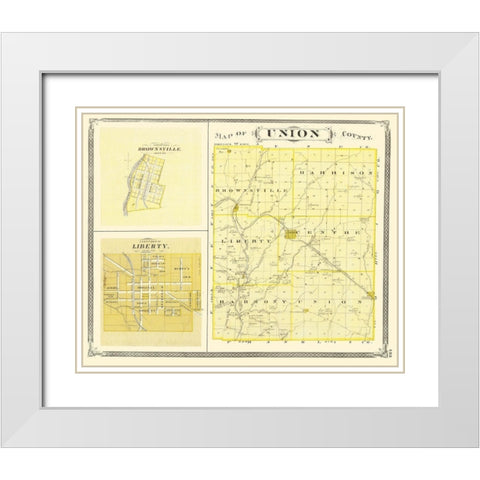 Union Indiana - Baskin 1876 White Modern Wood Framed Art Print with Double Matting by Baskin
