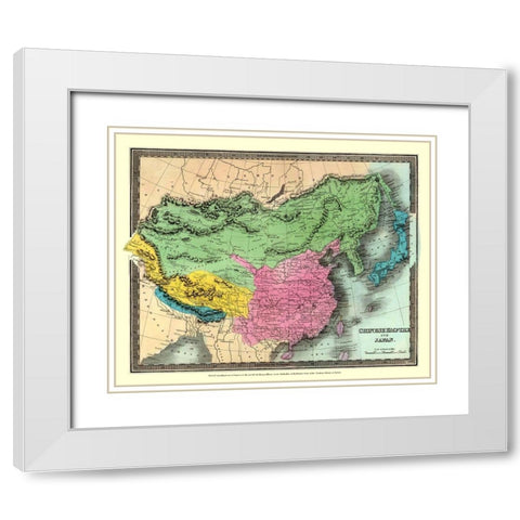 Asia Chinese Empire Japan - Thomas 1833 White Modern Wood Framed Art Print with Double Matting by Thomas