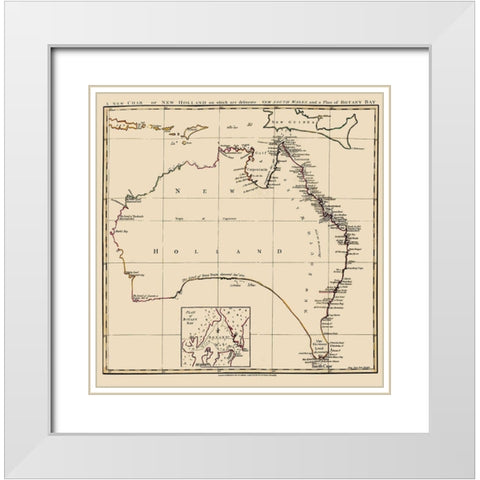 Australia New Holland - Stockdale 1767 White Modern Wood Framed Art Print with Double Matting by Stockdale