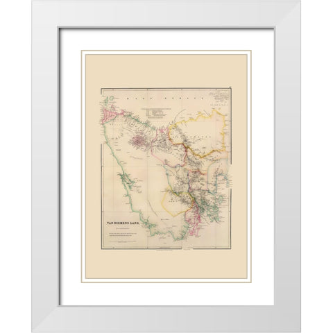 Australia Van Diemens Land Tasmania White Modern Wood Framed Art Print with Double Matting by Arrowsmith