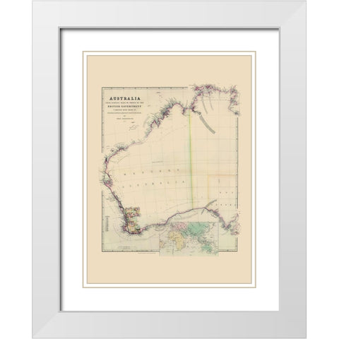Australia Western Surveys - Arrowsmith 1844 White Modern Wood Framed Art Print with Double Matting by Arrowsmith