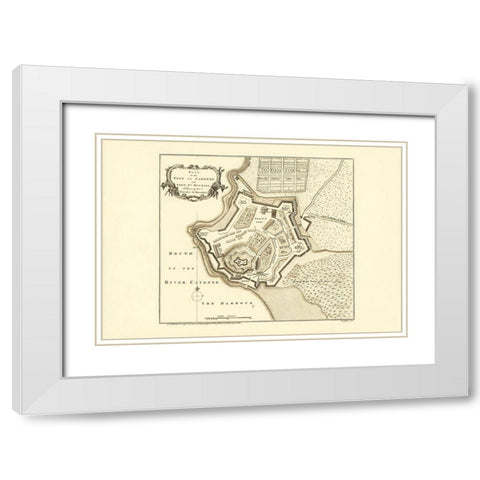 S. America Cayenne Fort St Michael French Guiana White Modern Wood Framed Art Print with Double Matting by Jefferys