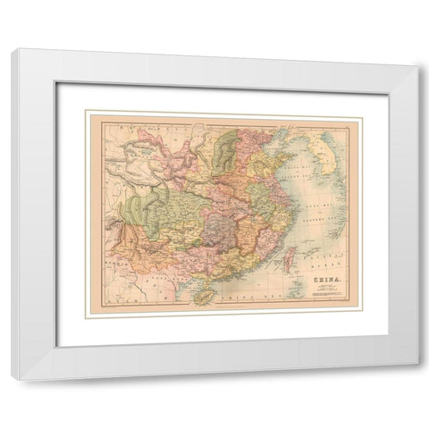 China - Black 1867 White Modern Wood Framed Art Print with Double Matting by Black