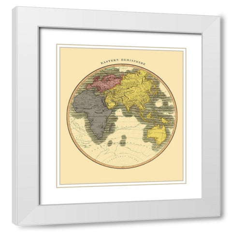 Eastern Hemisphere - Thomson 1814 White Modern Wood Framed Art Print with Double Matting by Thomson