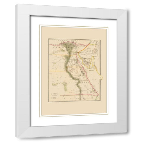 Middle East Egypt - Arrowsmith 1844 White Modern Wood Framed Art Print with Double Matting by Arrowsmith