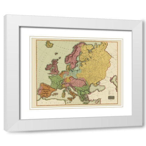Europe after Congress of Vienna Austria Hungary White Modern Wood Framed Art Print with Double Matting by Thomson