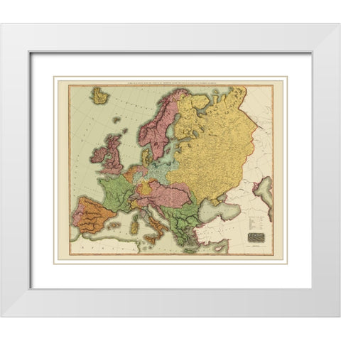 Europe after Congress of Vienna Austria Hungary White Modern Wood Framed Art Print with Double Matting by Thomson