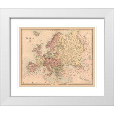 Europe - Black 1867 White Modern Wood Framed Art Print with Double Matting by Black
