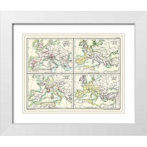 Europe Barbarian Migrations 451 AD-500 AD White Modern Wood Framed Art Print with Double Matting by Poole