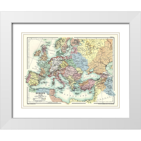 Europe 1360 - Poole 1902 White Modern Wood Framed Art Print with Double Matting by Poole