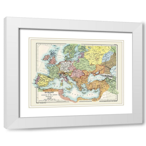 Europe Charles V 1519 AD - Poole 1902 White Modern Wood Framed Art Print with Double Matting by Poole