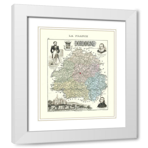 Dordogne Region France - Migeon 1869 White Modern Wood Framed Art Print with Double Matting by Migeon