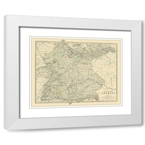 Southwest Germany - Johnston 1861 White Modern Wood Framed Art Print with Double Matting by Johnston