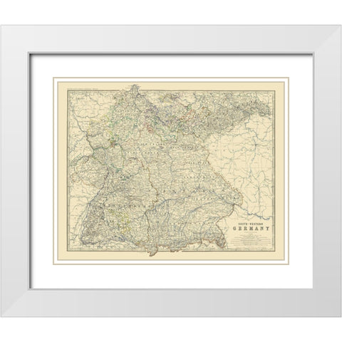 Southwest Germany - Johnston 1861 White Modern Wood Framed Art Print with Double Matting by Johnston