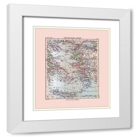 Aegean Sea Islands Greece Turkey - Perthes 1896 White Modern Wood Framed Art Print with Double Matting by Perthes
