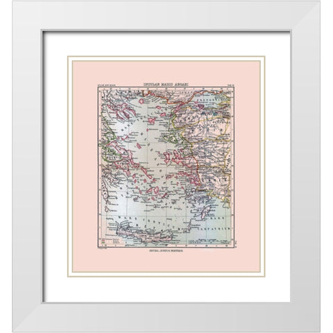 Aegean Sea Islands Greece Turkey - Perthes 1896 White Modern Wood Framed Art Print with Double Matting by Perthes