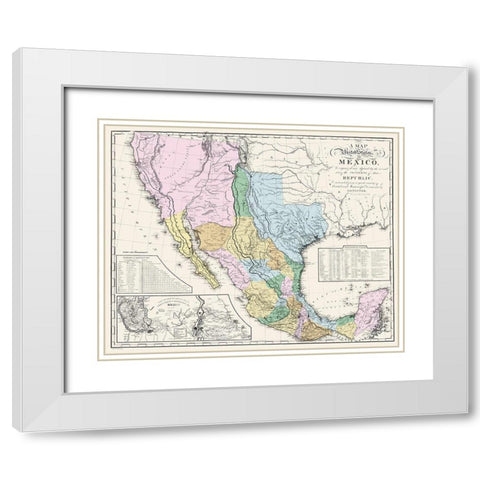 Mexican States Mexico - Tanner 1846 White Modern Wood Framed Art Print with Double Matting by Tanner