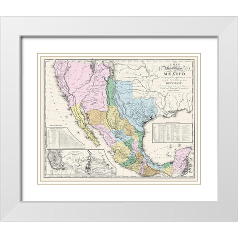 Mexican States Mexico - Tanner 1846 White Modern Wood Framed Art Print with Double Matting by Tanner