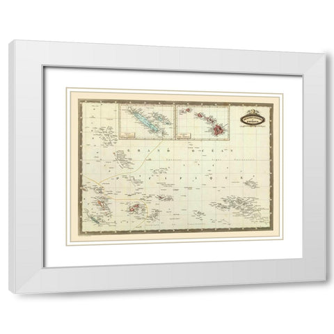 Oceania - Garnier 1860 White Modern Wood Framed Art Print with Double Matting by Garnier