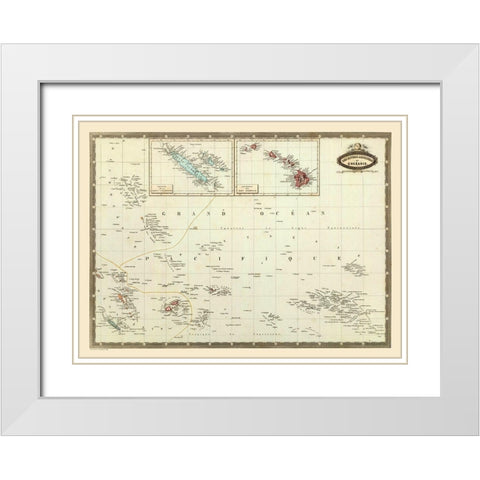 Oceania - Garnier 1860 White Modern Wood Framed Art Print with Double Matting by Garnier