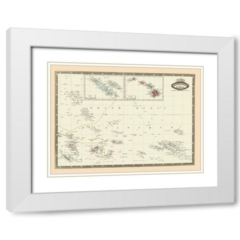 Pacific Islands Oceania - Garnier 1860 White Modern Wood Framed Art Print with Double Matting by Garnier