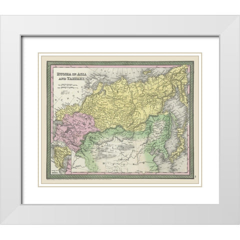Asia Tartary Russia Mongolia - Thomas 1850 White Modern Wood Framed Art Print with Double Matting by Thomas