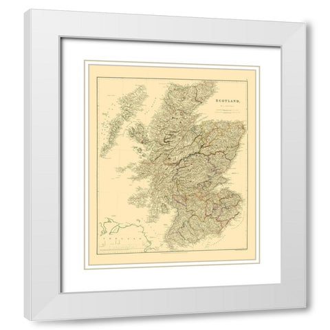Scotland - Arrowsmith 1834 White Modern Wood Framed Art Print with Double Matting by Arrowsmith