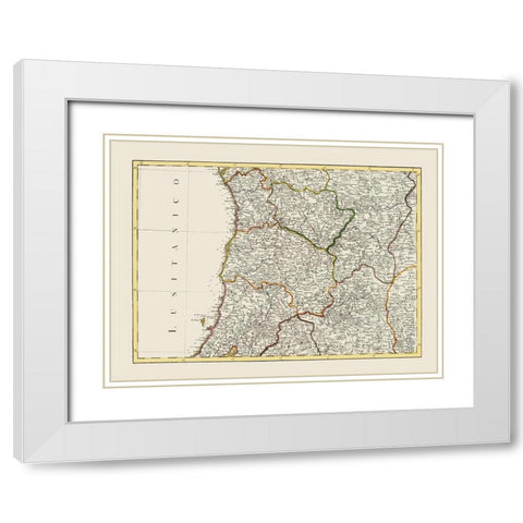 Spain Portugal - Lattre 1780 White Modern Wood Framed Art Print with Double Matting by Lattre