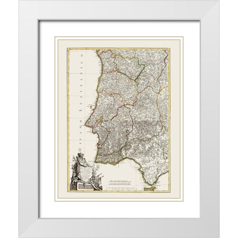 Spain Portugal - Lattre 1780 White Modern Wood Framed Art Print with Double Matting by Lattre