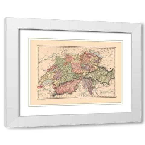 Switzerland - Black 1867 White Modern Wood Framed Art Print with Double Matting by Black