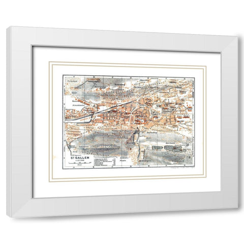 St Gallen Switzerland - Baedeker 1921 White Modern Wood Framed Art Print with Double Matting by Baedeker