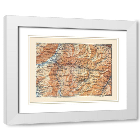 Schanfigg Region Switzerland - Baedeker 1921 White Modern Wood Framed Art Print with Double Matting by Baedeker