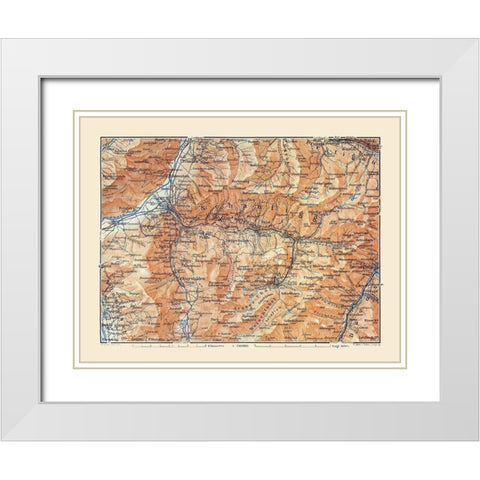 Schanfigg Region Switzerland - Baedeker 1921 White Modern Wood Framed Art Print with Double Matting by Baedeker
