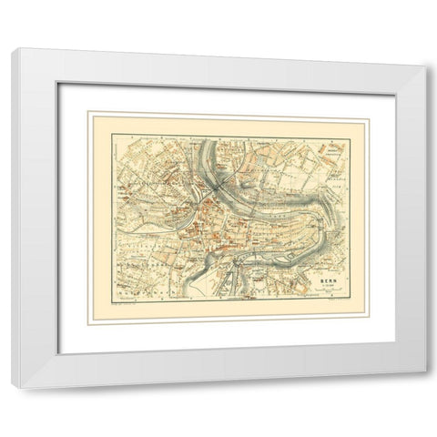 Bern Switzerland - Baedeker 1921 White Modern Wood Framed Art Print with Double Matting by Baedeker