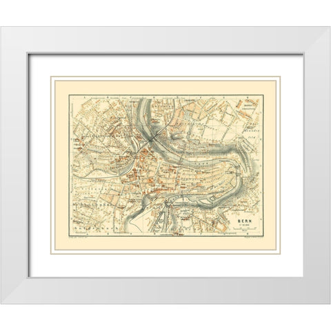 Bern Switzerland - Baedeker 1921 White Modern Wood Framed Art Print with Double Matting by Baedeker