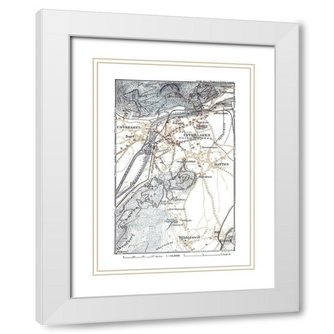 Interlaken Region Switzerland - Baedeker 1921 White Modern Wood Framed Art Print with Double Matting by Baedeker